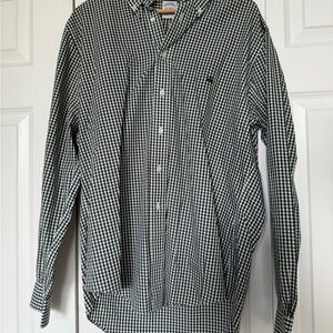 Brooks Brothers Green and White Gingham Button Down Shirt - size large